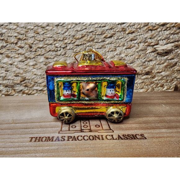 Vtg. Thomas Pacconi Blown Glass Christmas 2003 5 Piece Train Set Ornaments Boxed - Picture 9 of 13